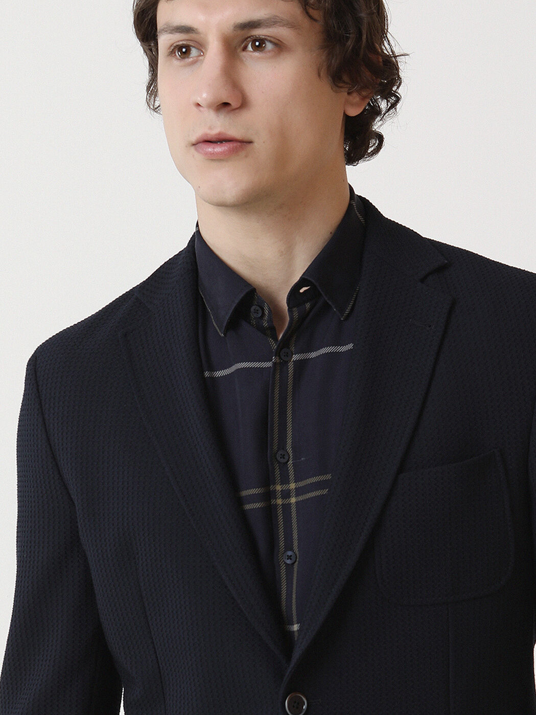 Lacivert Desenli Modern Fit Ceket - 3