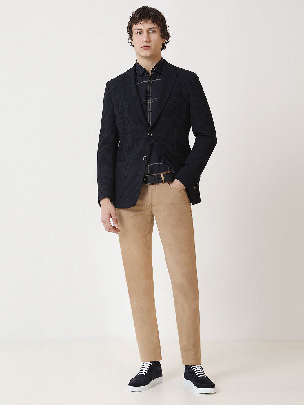 Lacivert Desenli Modern Fit Ceket - 4