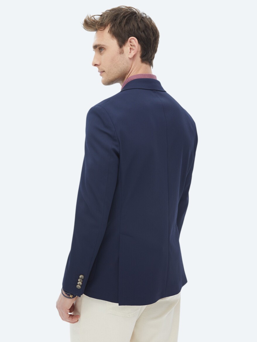 Lacivert Desenli Modern Fit Ceket - 9