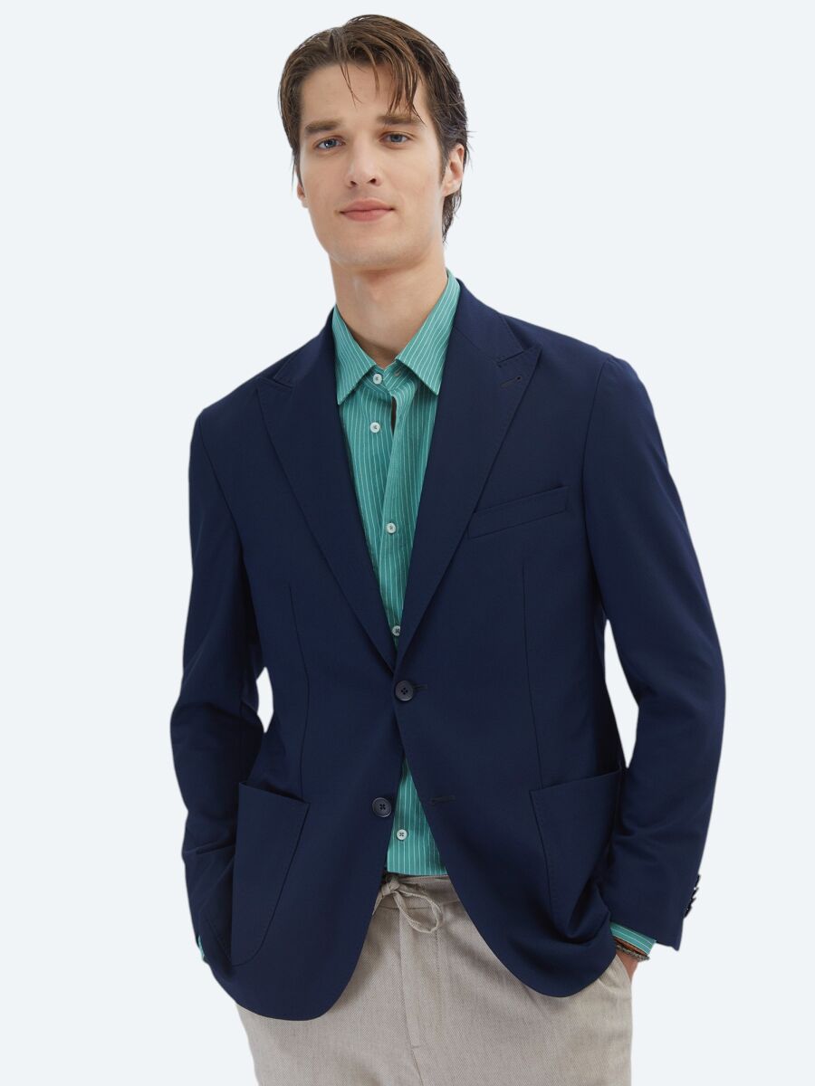 Lacivert Desenli Modern Fit Ceket - 3