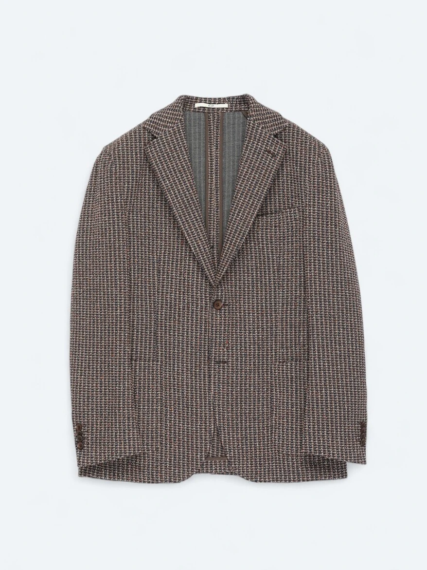 Lacivert Desenli Modern Fit Pamuk Karışımlı Örme Ceket - 7