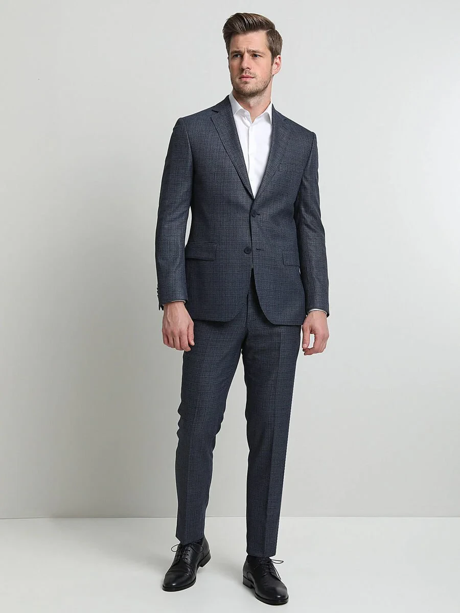 Lacivert Desenli Modern Fit Takım Elbise - 3