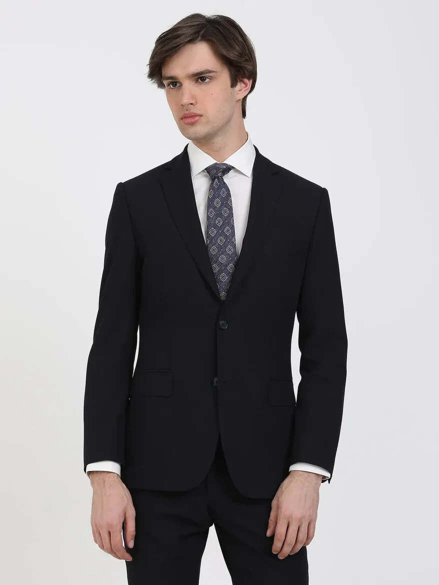 Lacivert Desenli Modern Fit Takım Elbise - 2