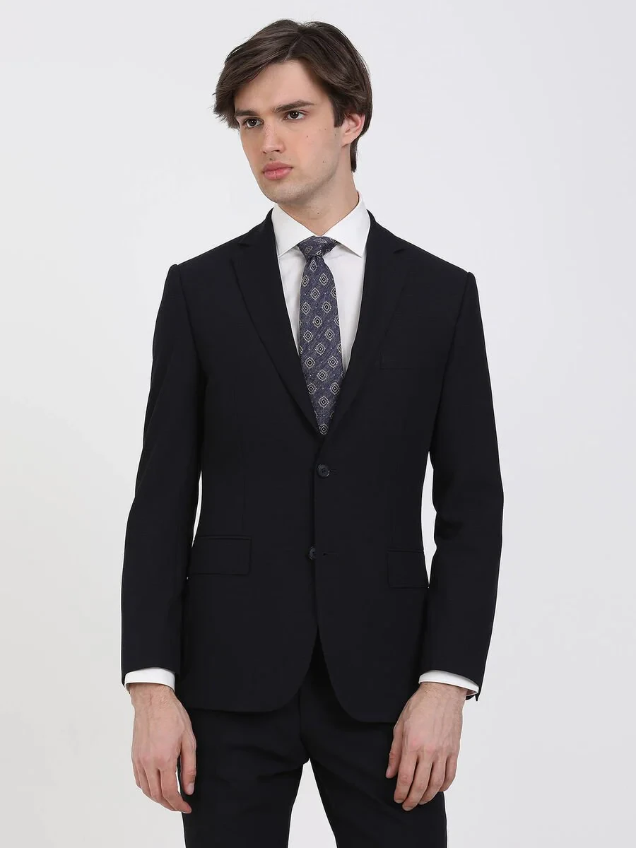 Lacivert Desenli Modern Fit Takım Elbise - 2