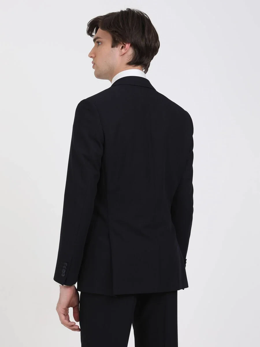 Lacivert Desenli Modern Fit Takım Elbise - 4