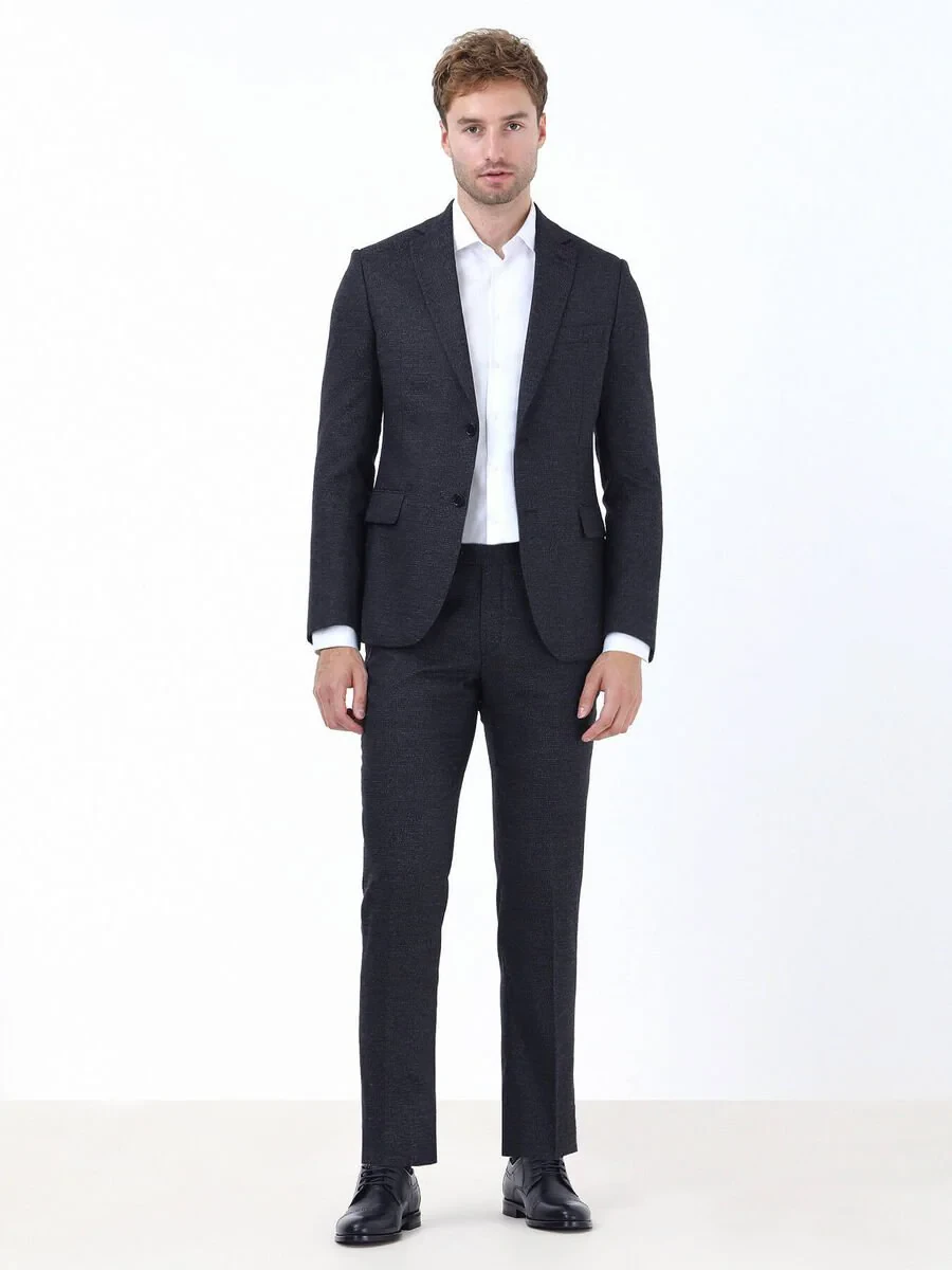 Lacivert Desenli Modern Fit Takım Elbise - 2