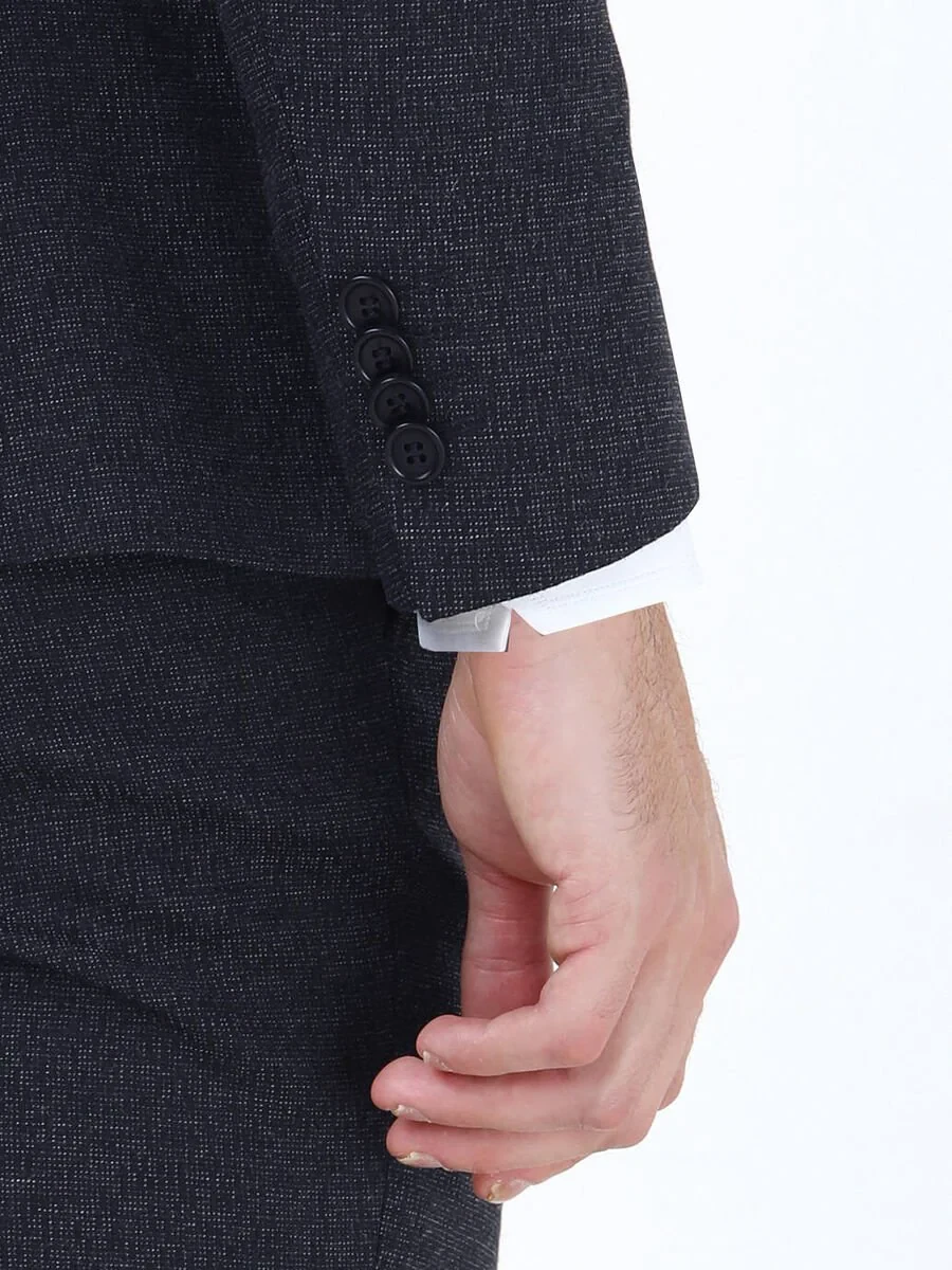 Lacivert Desenli Modern Fit Takım Elbise - 4