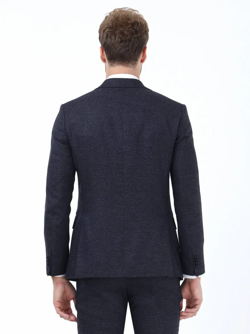 Lacivert Desenli Modern Fit Takım Elbise - 5