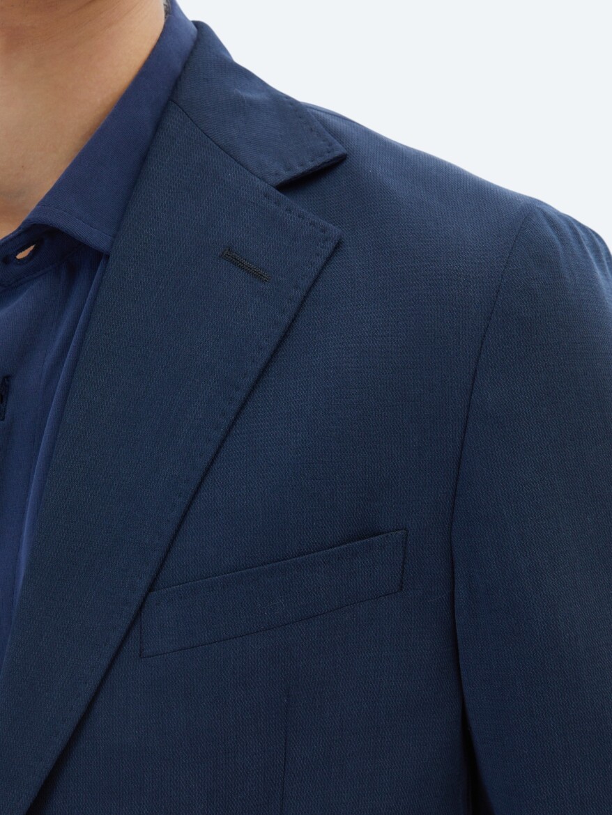 Lacivert Desenli Modern Fit Takım Elbise - 5