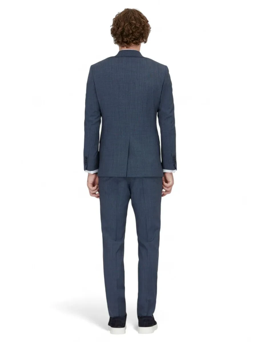 Lacivert Desenli Modern Fit Yün Karışımlı Takım Elbise - 5