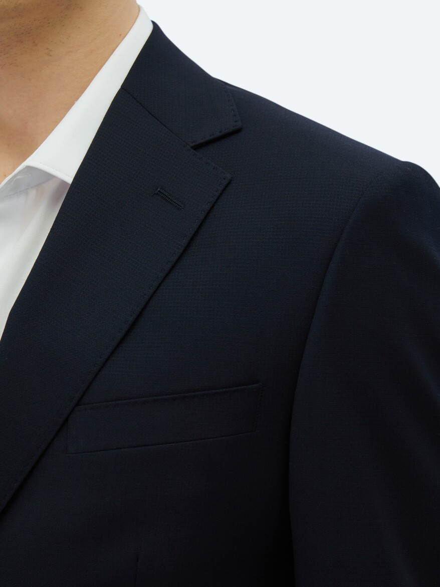 Lacivert Desenli Modern Fit Yün Karışımlı Takım Elbise - 4