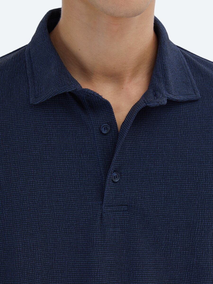 Lacivert Desenli Polo Yaka T-Shirt - 4