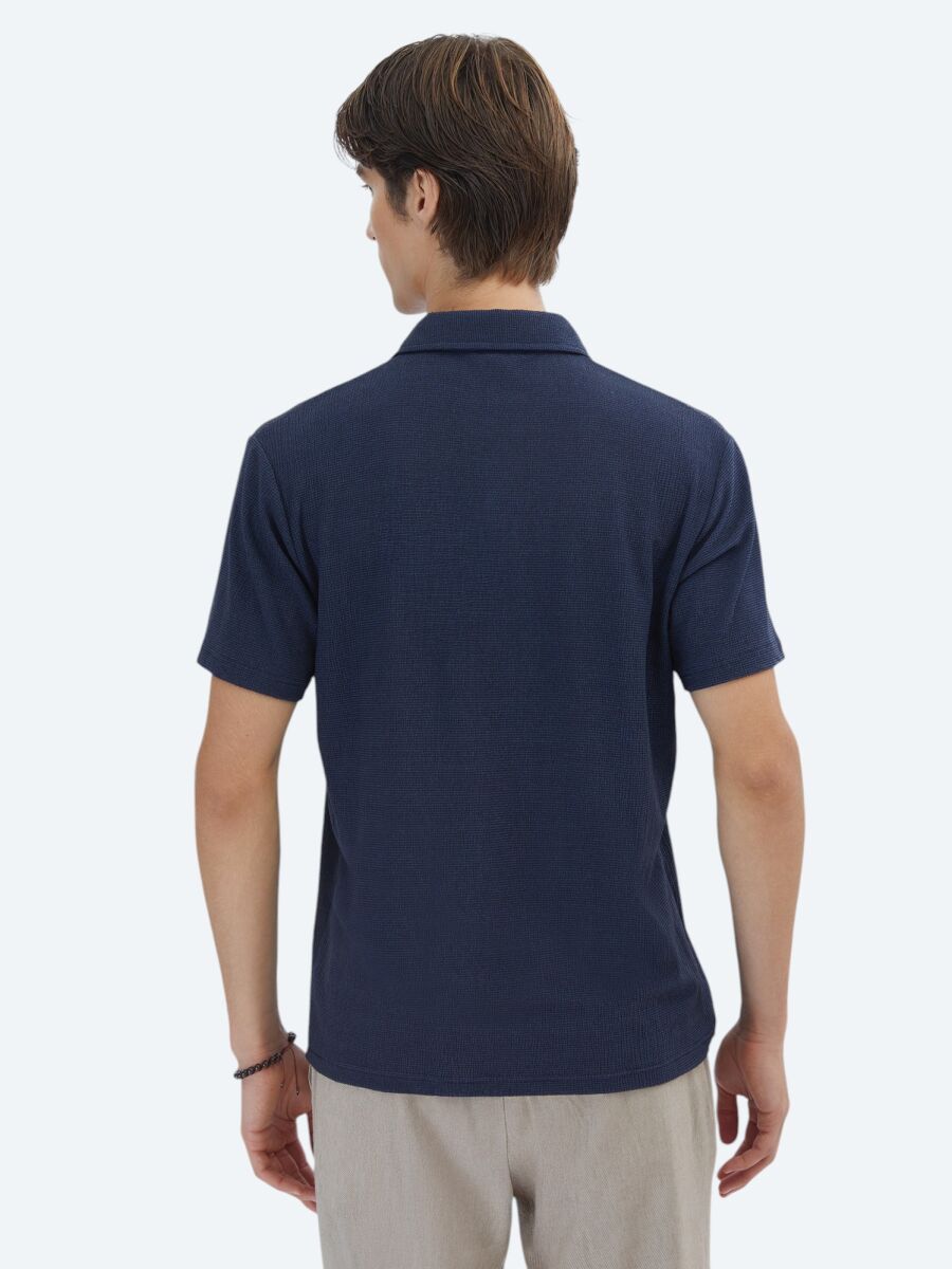 Lacivert Desenli Polo Yaka T-Shirt - 5