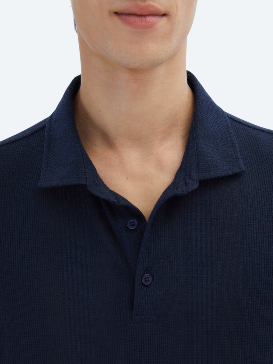 Lacivert Desenli Polo Yaka T-Shirt - 4