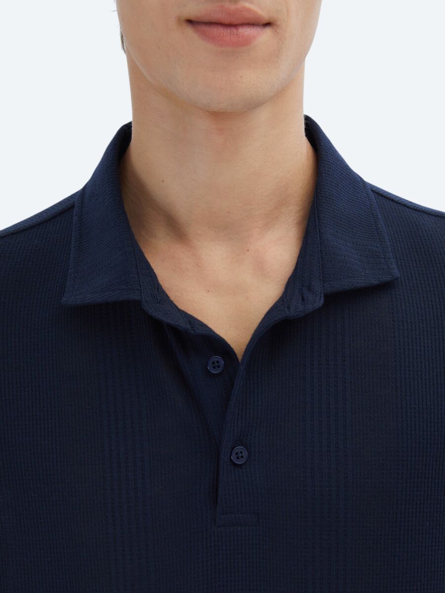 Lacivert Desenli Polo Yaka T-Shirt - 4