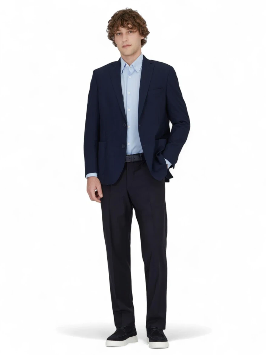 Lacivert Desenli Regular Fit Ceket - 2