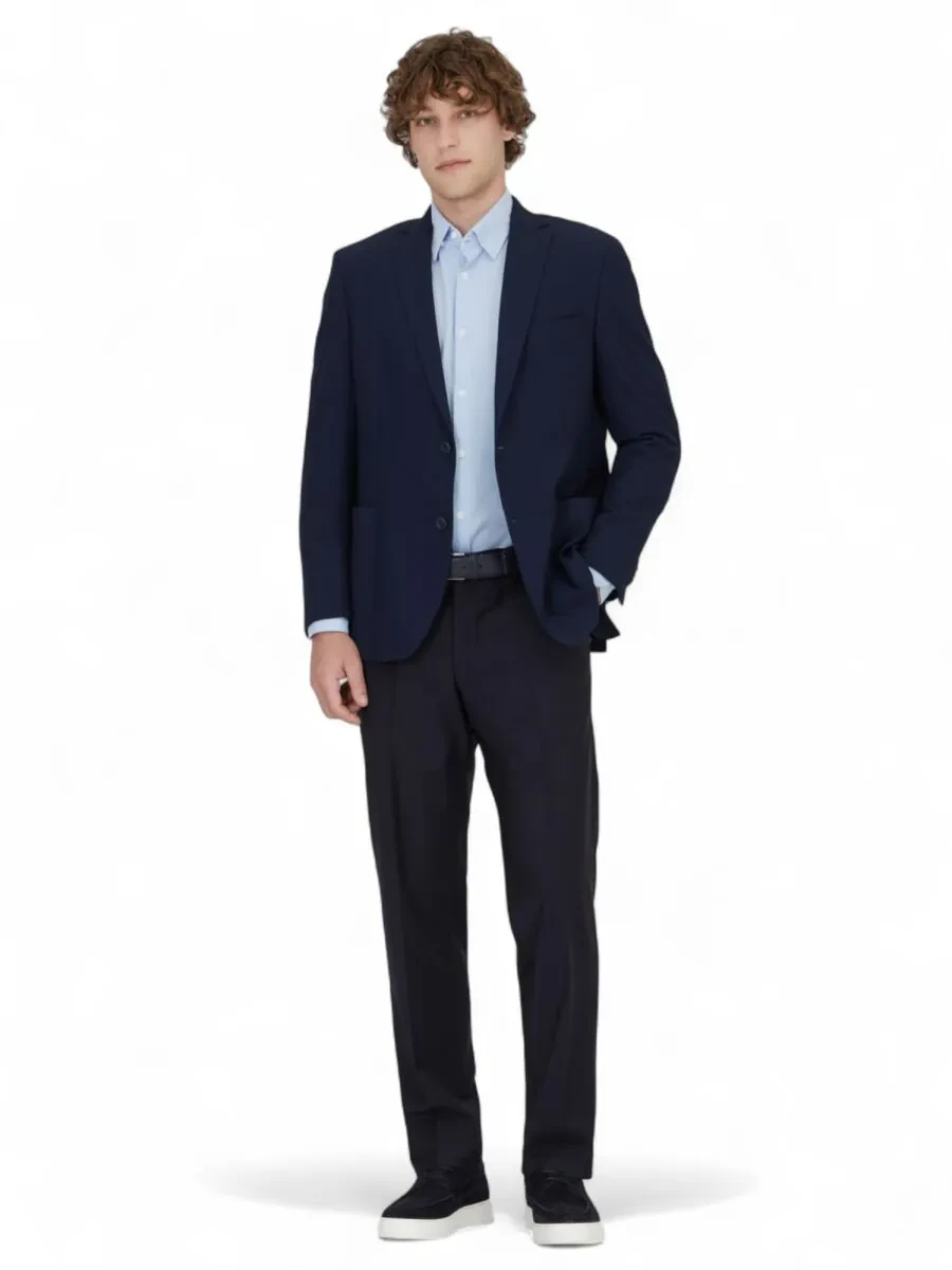 Lacivert Desenli Regular Fit Ceket - 2