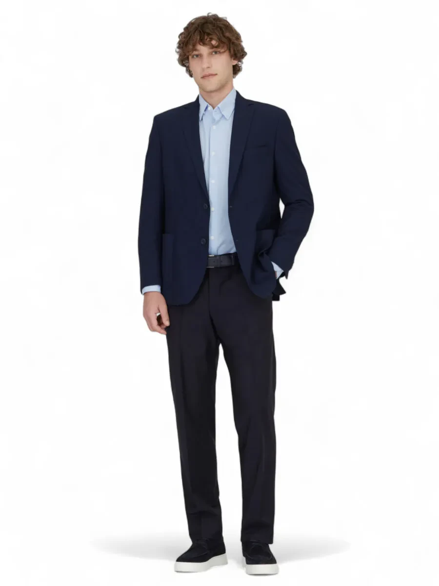 Lacivert Desenli Regular Fit Ceket - 2