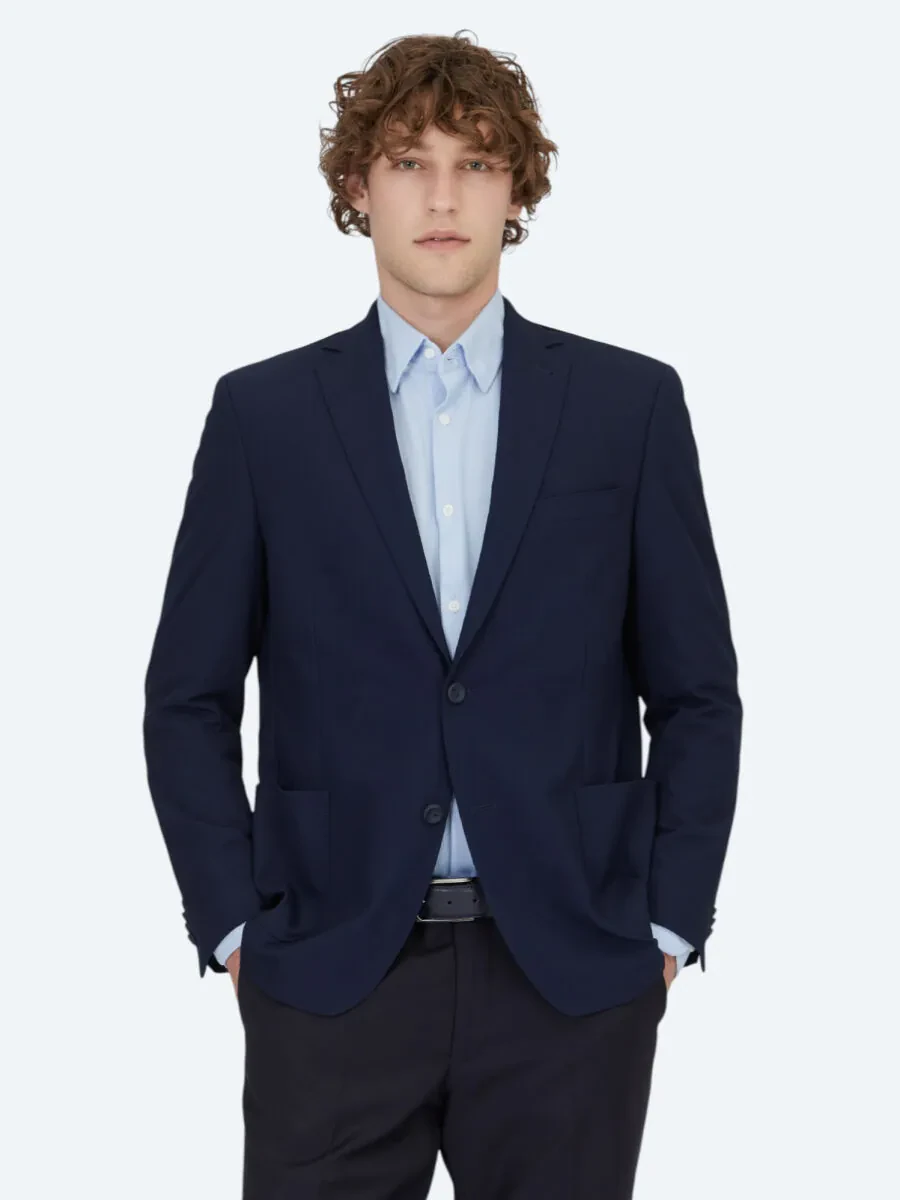 Lacivert Desenli Regular Fit Ceket - 3