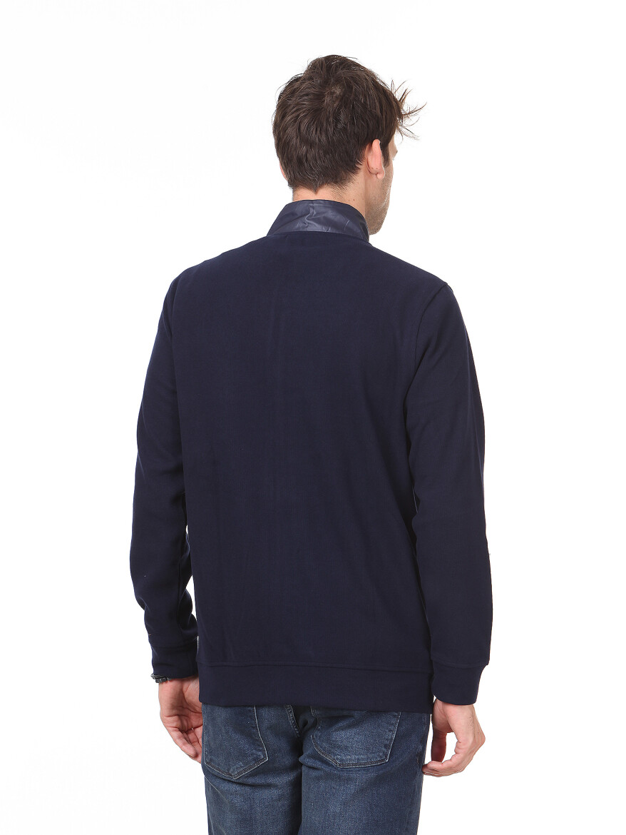 Lacivert Dik Yaka Düz Sweatshırt - 5