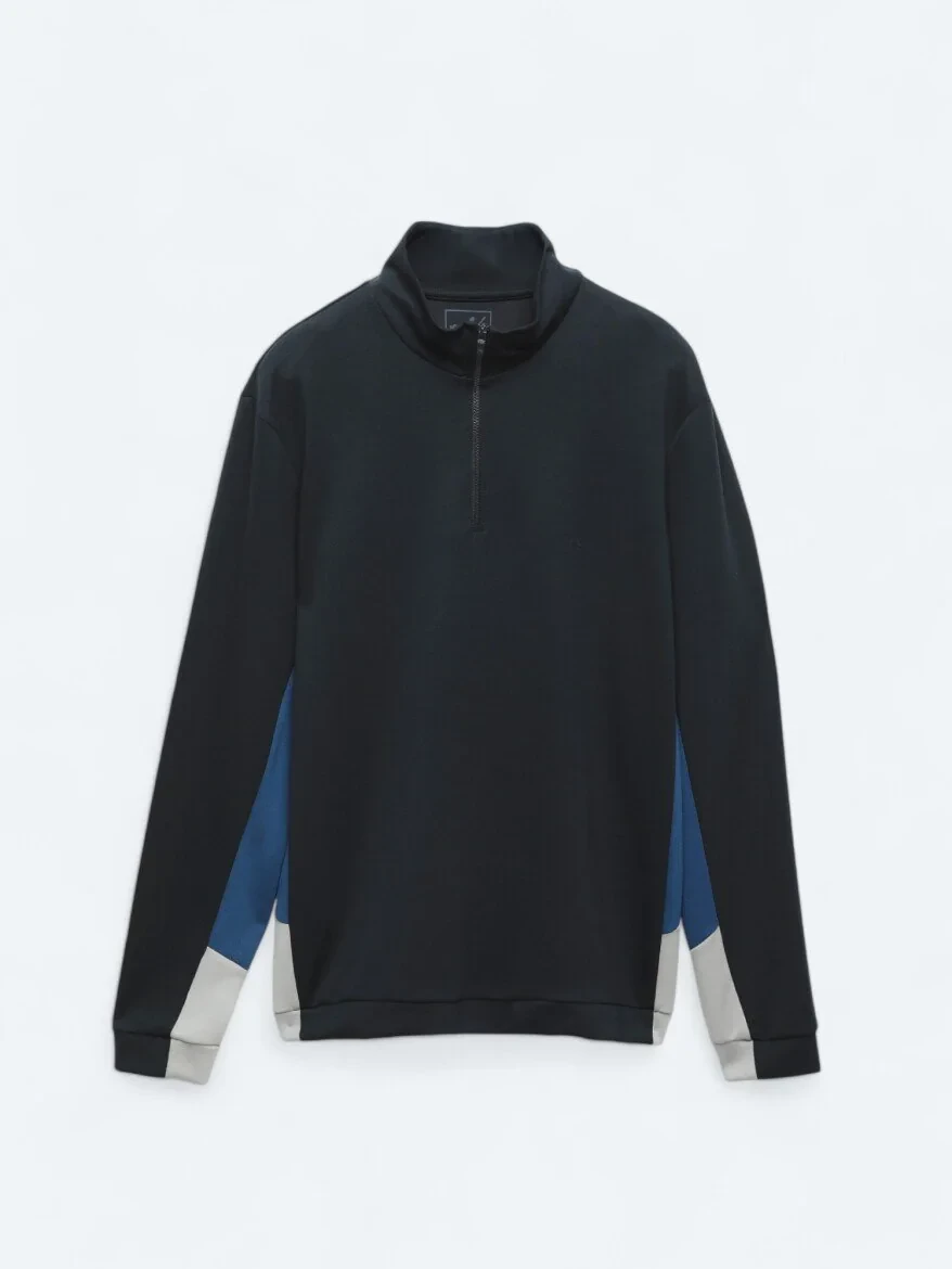 Lacivert Dik Yaka Düz Sweatshırt - 8