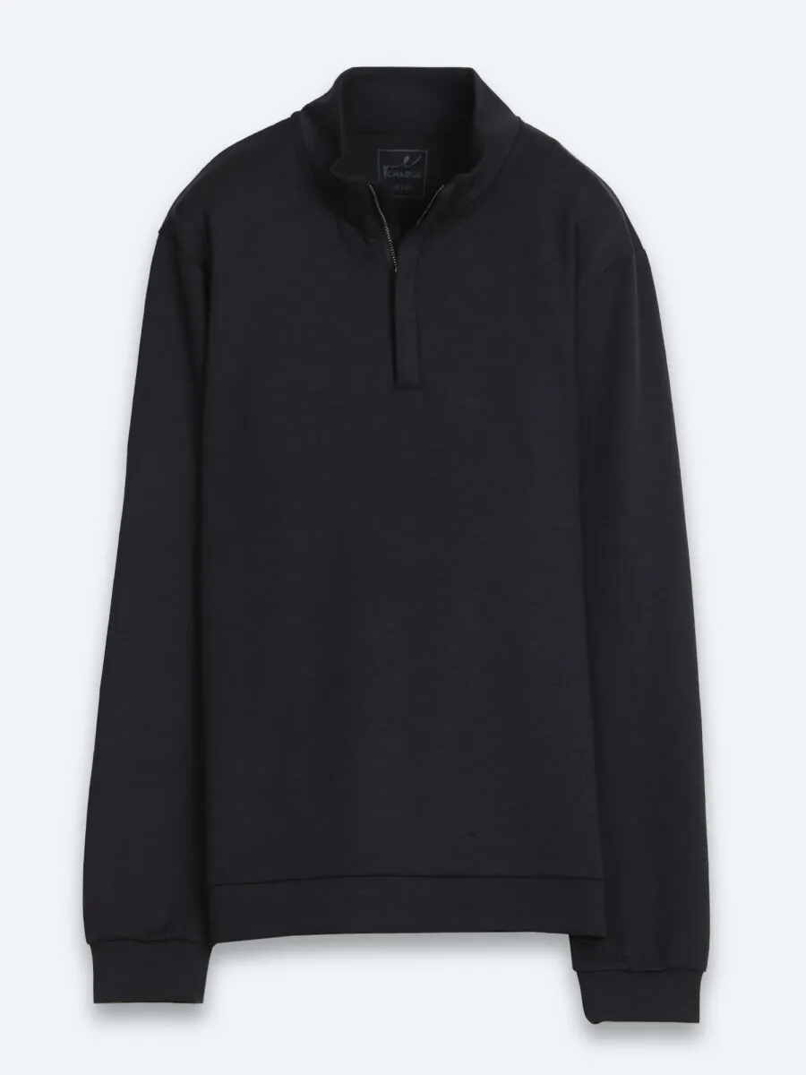 Lacivert Dik Yaka Düz Sweatshırt - 7
