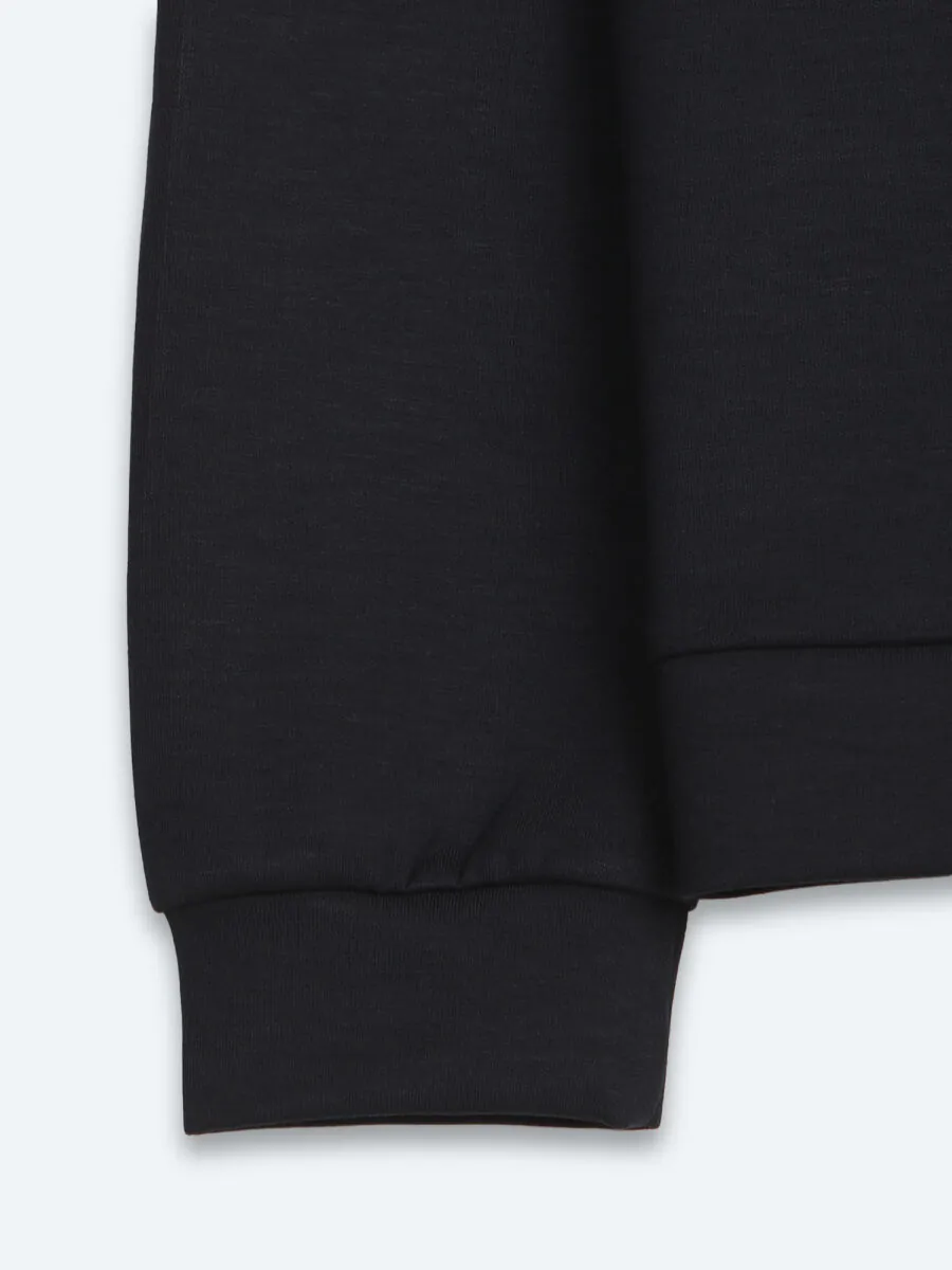 Lacivert Dik Yaka Düz Sweatshırt - 10