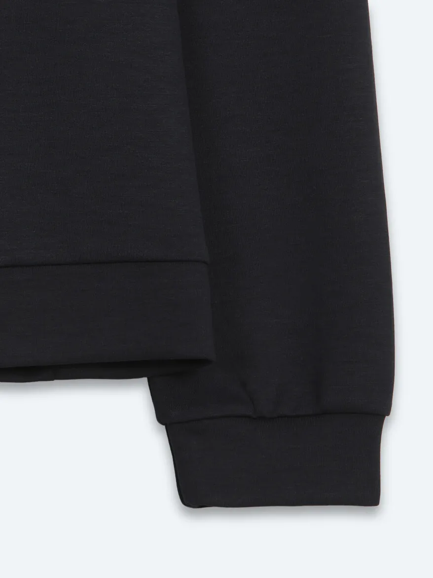 Lacivert Dik Yaka Düz Sweatshırt - 11