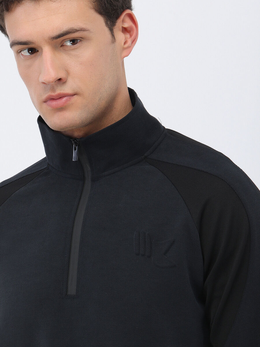 Lacivert Dik Yaka Sweatshırt - 3