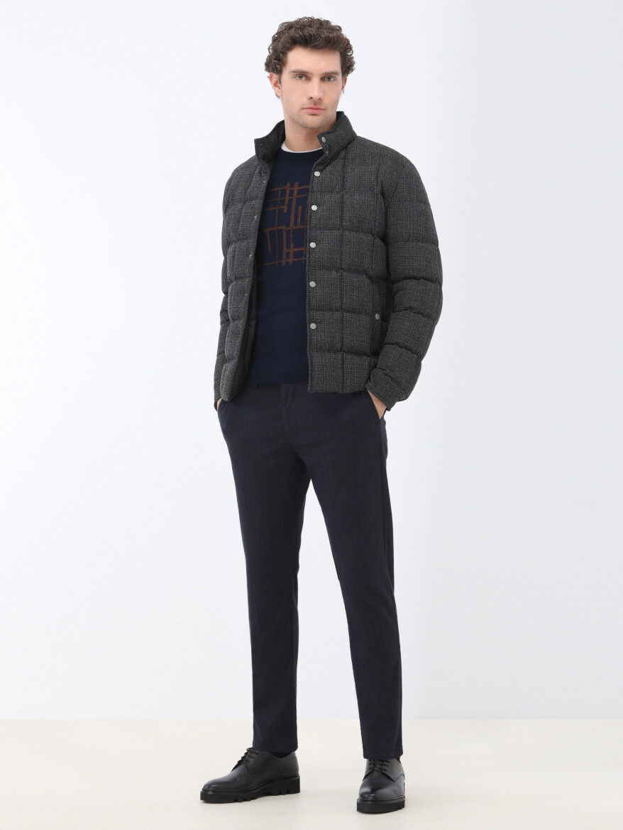 Lacivert Dokuma Jogging Fit Casual Pamuk Karışımlı Pantolon - 3