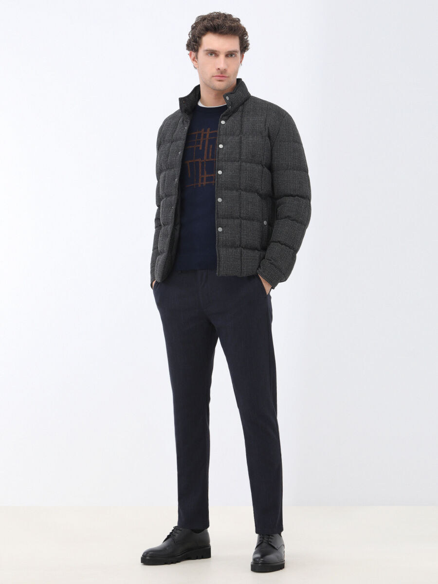 Lacivert Dokuma Jogging Fit Casual Pamuk Karışımlı Pantolon - 3