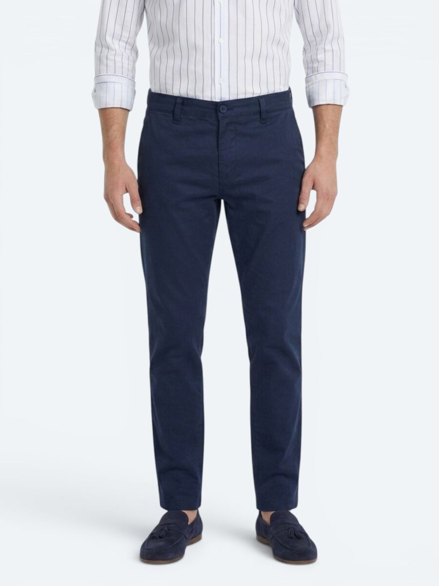 Lacivert Dokuma Jogging Fit Casual Pamuk Karışımlı Pantolon - 2