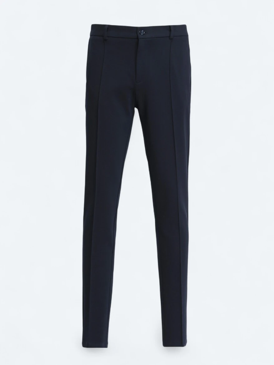 Lacivert Dokuma Jogging Fit Casual Pamuk Karışımlı Pantolon - 6