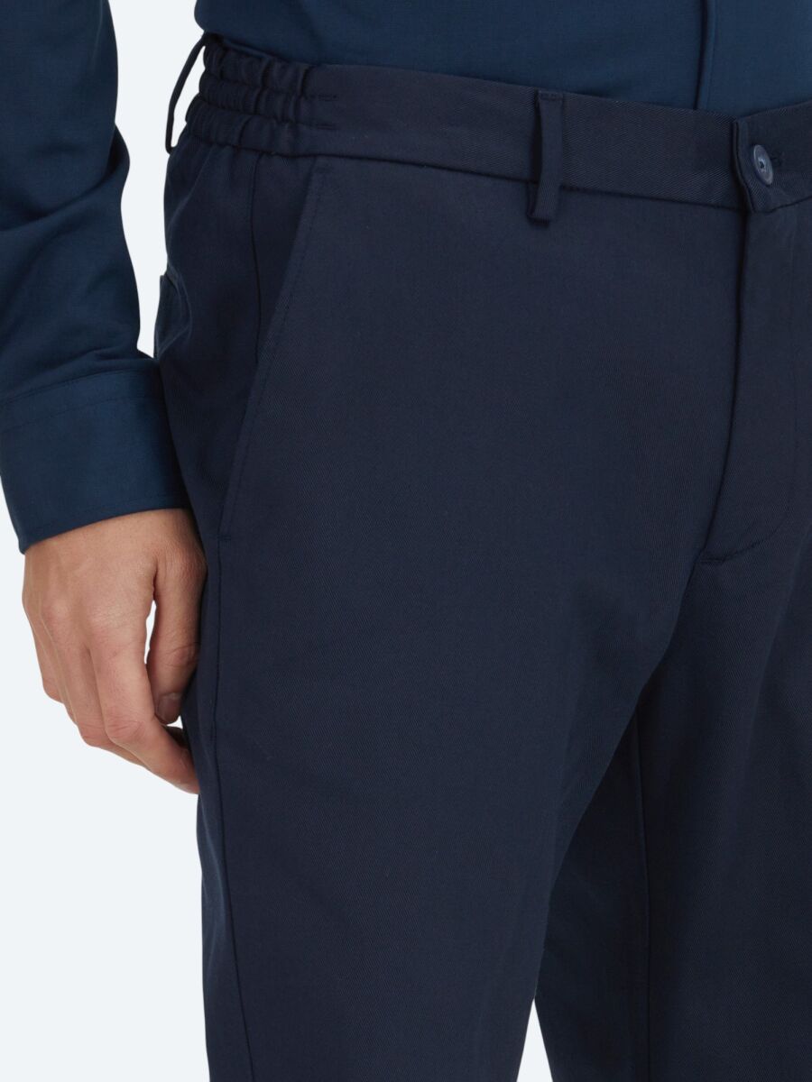 Lacivert Dokuma Jogging Fit Casual Pamuk Karışımlı Pantolon - 3