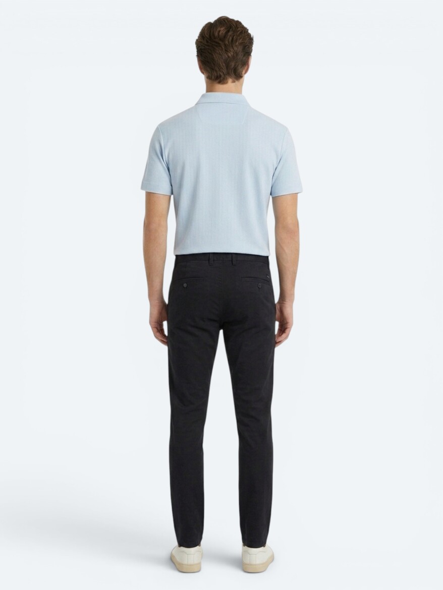 Lacivert Dokuma Jogging Fit Casual Pamuk Karışımlı Pantolon - 5