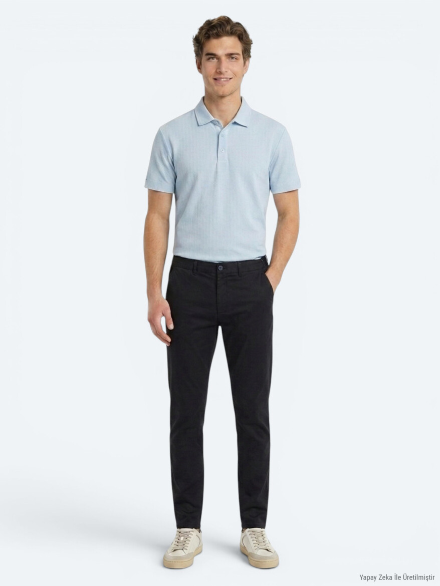 Lacivert Dokuma Jogging Fit Casual Pamuk Karışımlı Pantolon 