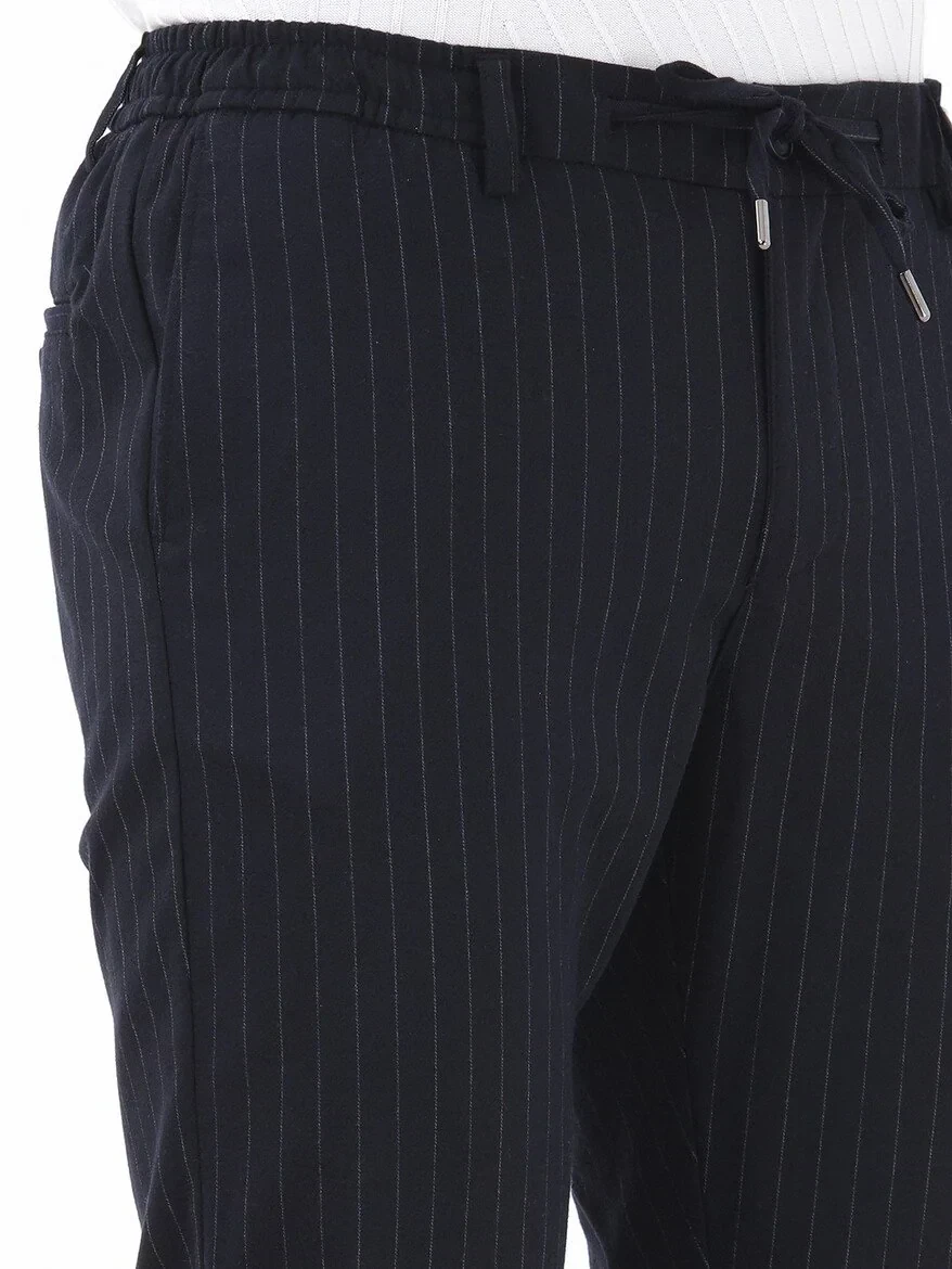 Lacivert Dokuma Jogging Fit Casual Pantolon - 3