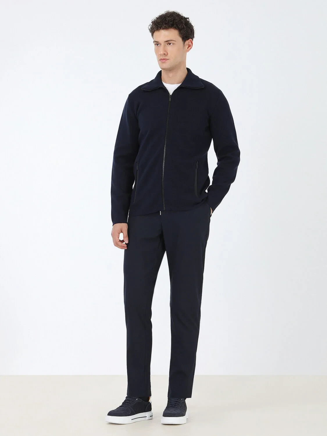 Lacivert Dokuma Jogging Fit Casual Pantolon - 4