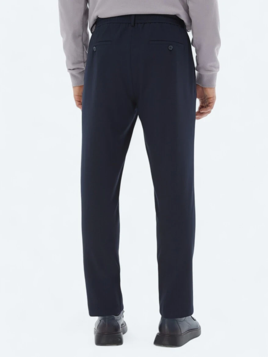 Lacivert Dokuma Jogging Fit Casual Pantolon - 4