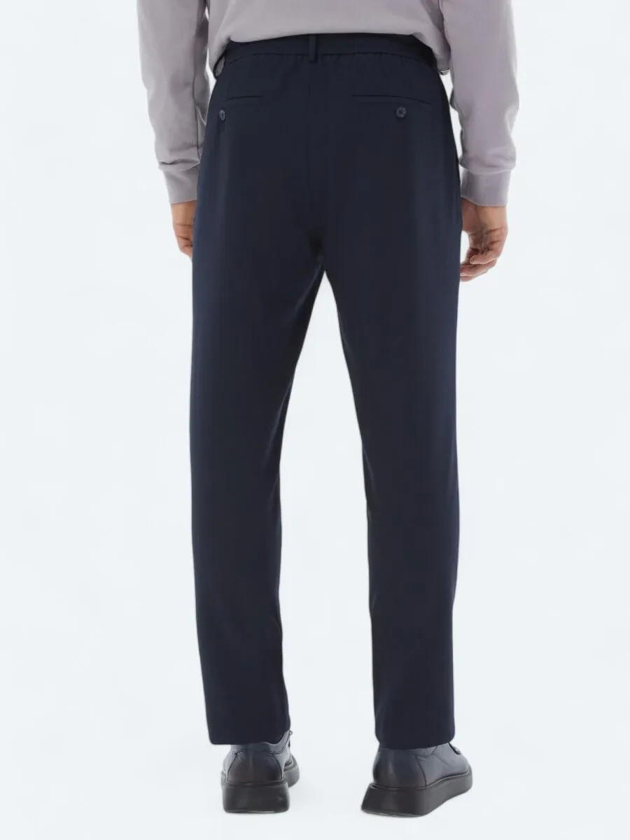 Lacivert Dokuma Jogging Fit Casual Pantolon - 4