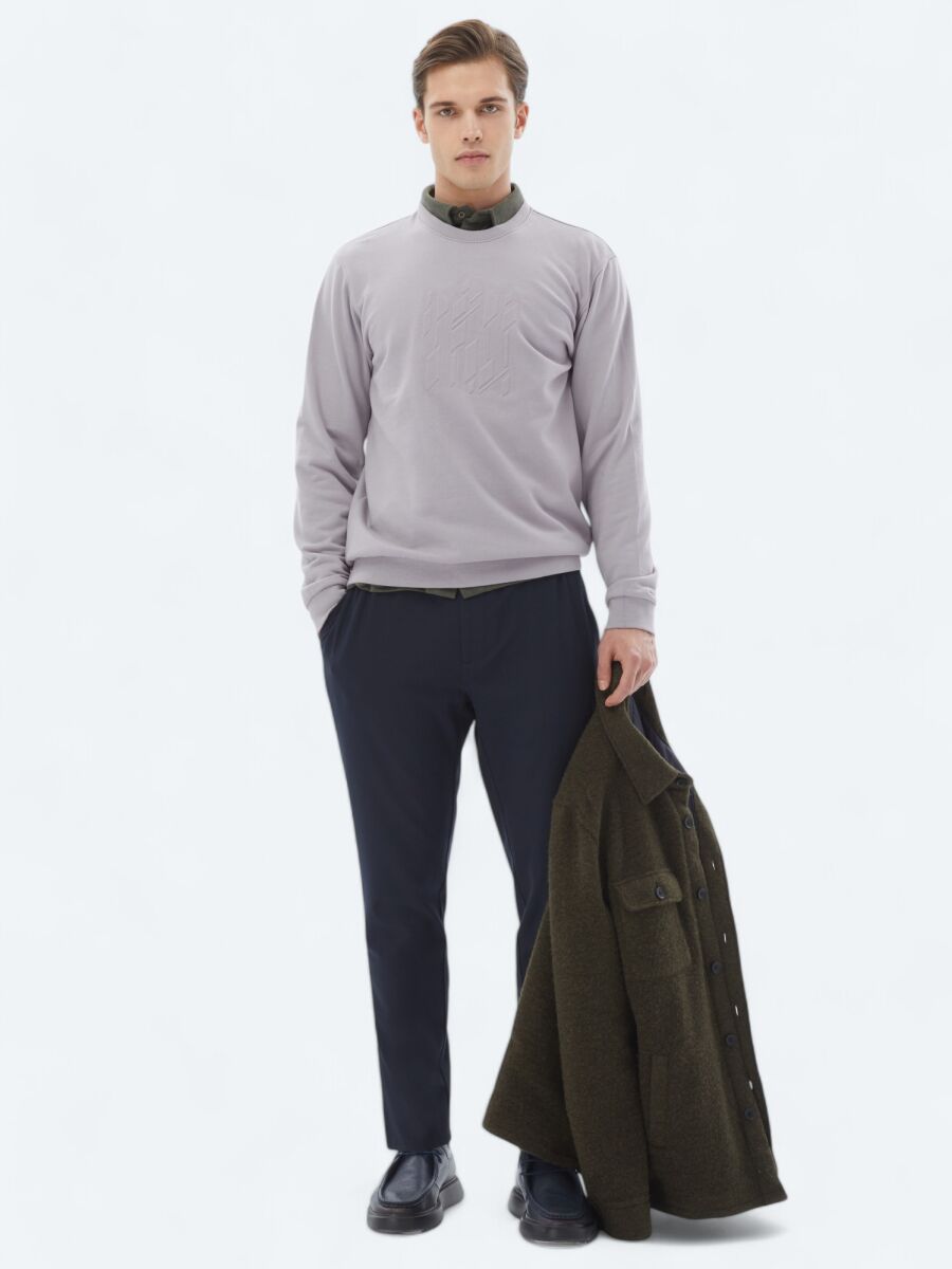 Lacivert Dokuma Jogging Fit Casual Pantolon - 1