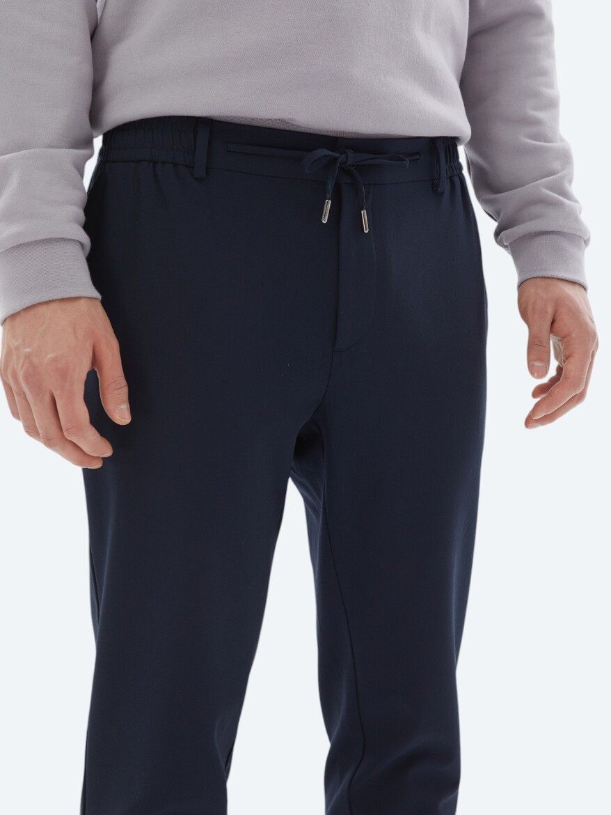 Lacivert Dokuma Jogging Fit Casual Pantolon - 3