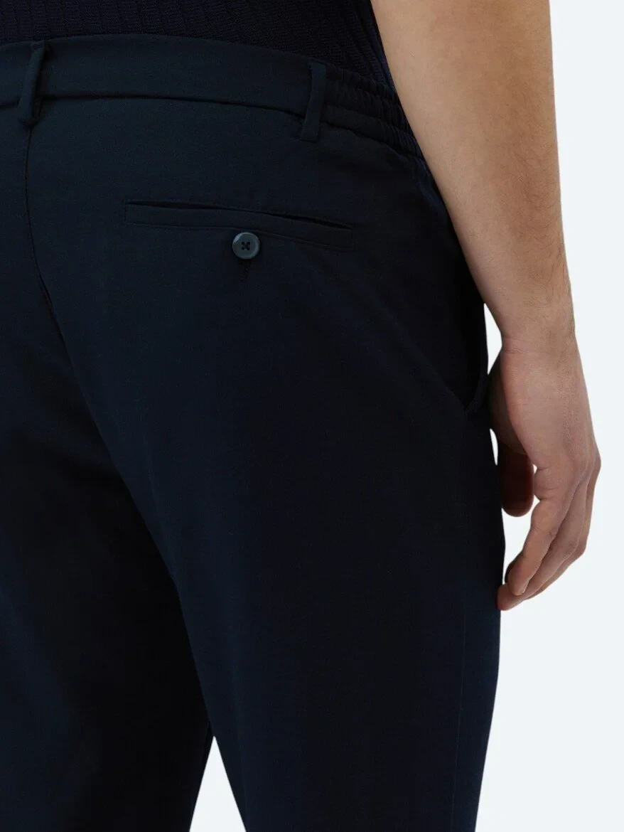 Lacivert Dokuma Jogging Fit Casual Pantolon - 5