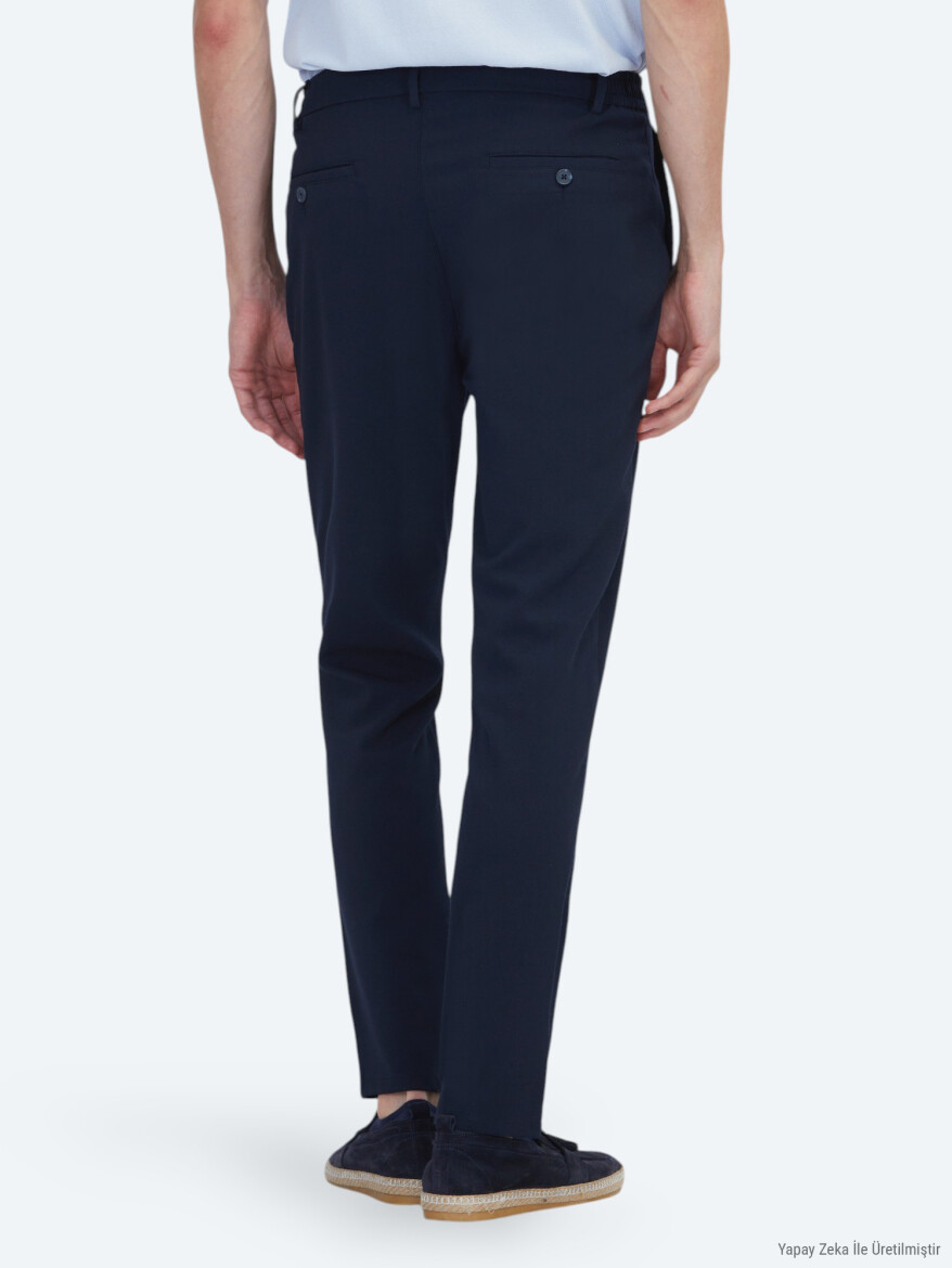 Lacivert Dokuma Jogging Fit Casual Pantolon - 4