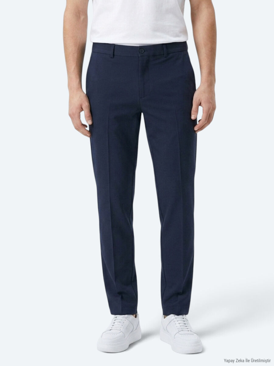 Lacivert Dokuma Jogging Fit Casual Pantolon - 3