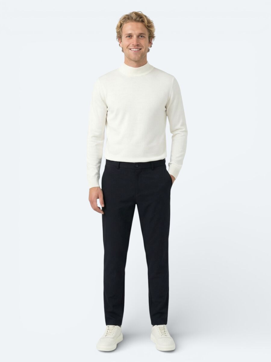 Lacivert Dokuma Jogging Fit Casual Pantolon - 1