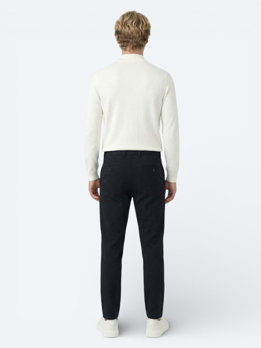 Lacivert Dokuma Jogging Fit Casual Pantolon - 4