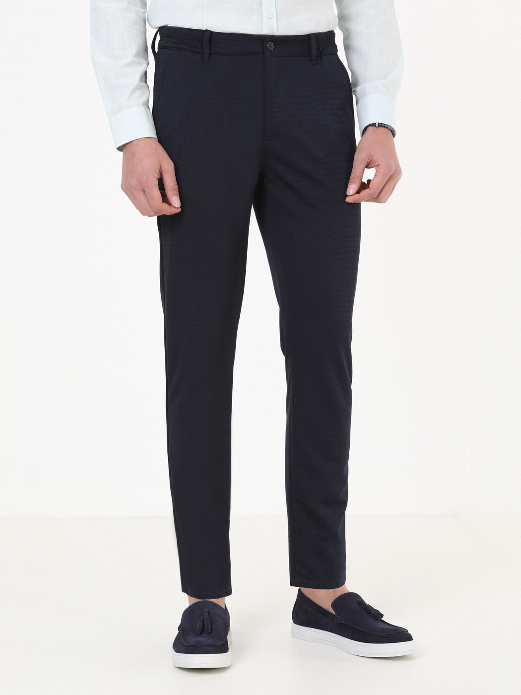Lacivert Dokuma Jogging Fit Smart Casual Pantolon - 2