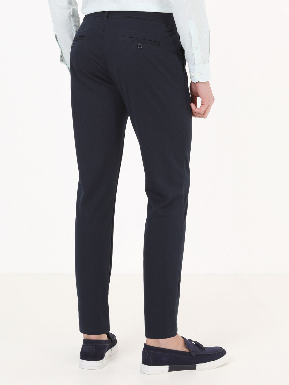 Lacivert Dokuma Jogging Fit Smart Casual Pantolon - 4