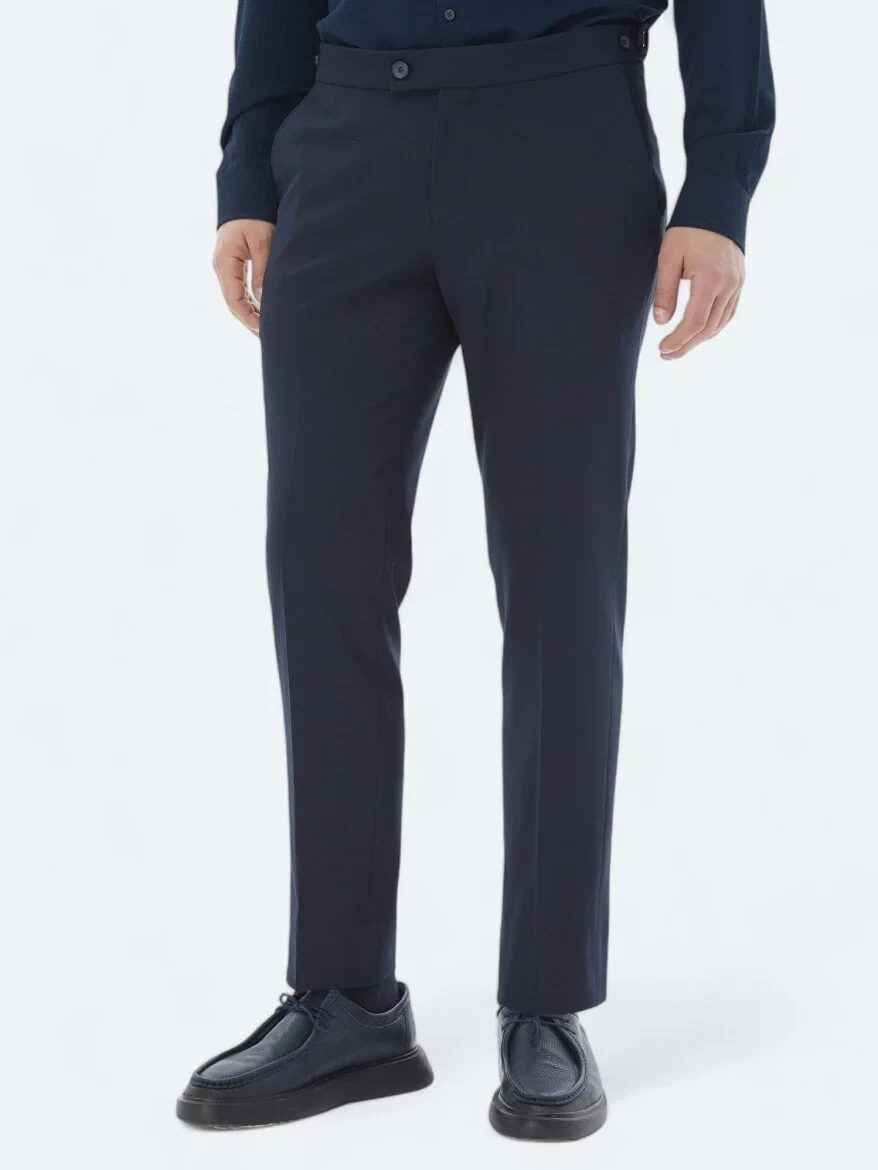 Lacivert Dokuma Regular Fit Casual Pantolon - 2